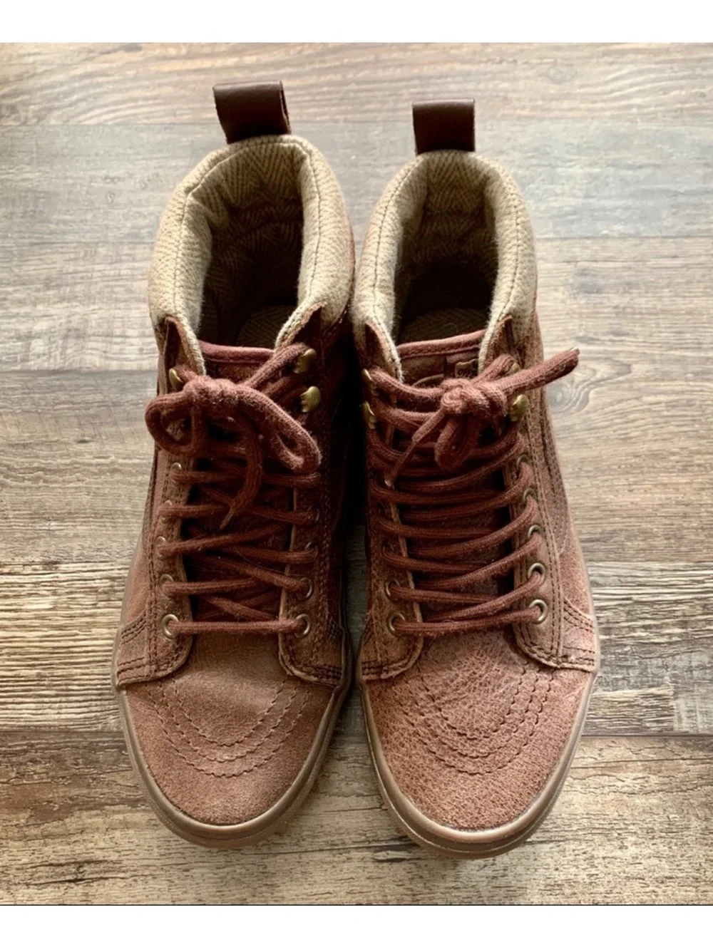 Vans Brown High-Top Leather Skate Sneakers